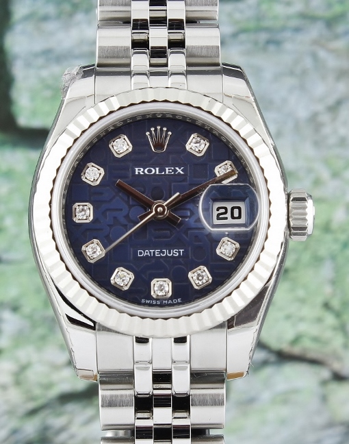 (image for) LIKE NEW UNPOLISHED ROLEX LADY OYSTER PERPETUAL DATEJUST - 179174 / CERT